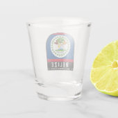 Belize vlag Embleem met vervorming Shot Glas (Achterkant)