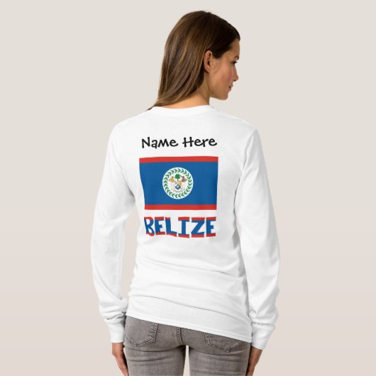 Belize Vlag gepersonaliseerd T-shirt (Achterkant volledig)