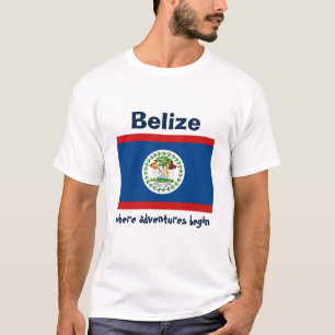 Belize Vlag + Kaart + Tekst T-shirt