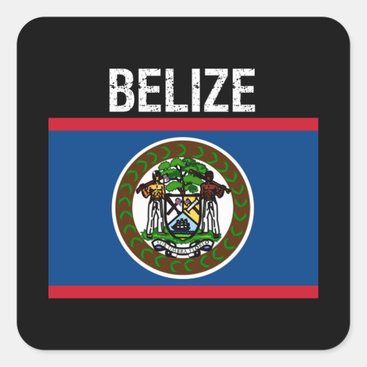 Belize, vlag van Belize Vierkante Sticker (Voorkant)