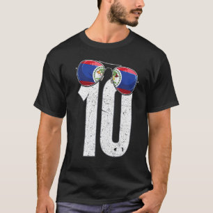 Belize Voetballer Nummer 10 Belizer Vlag T-shirt