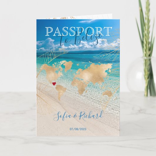 Belize Wedding Destination Passport Map QR code (Voorkant)