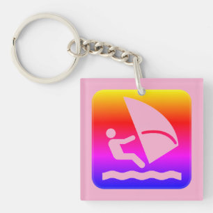 Belize Windsurfing (Caulker Caye) Regenboog Sleutelhanger