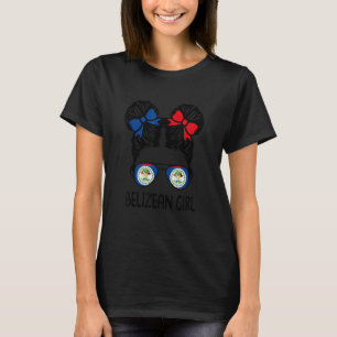 Belizean Girl Messy Belize Pride Patriotic Wo T-shirt
