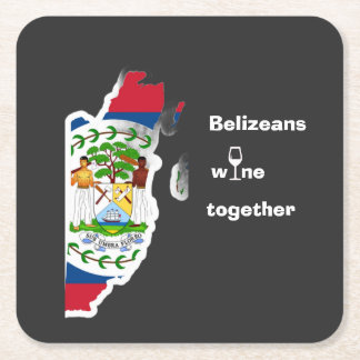 Belizeans Wine Together Shirt Vierkante Kartonnen Onderzetter