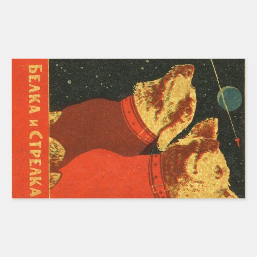 Belka en Strelka Rechthoekige Sticker (Voorkant)