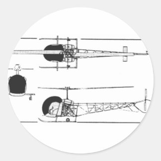 Bell 47 Helikopter Ronde Sticker