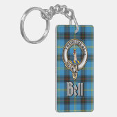 Bell Clan Badge/Tartan Rectangle Sleutelhanger (Voorkant Links)