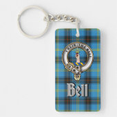 Bell Clan Badge/Tartan Rectangle Sleutelhanger (Voorkant)