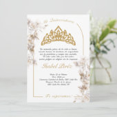 Bell lijst Quinceañera uitnodiging in het Spaans (Staand voorkant)