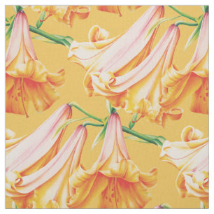 Bell Lily oranje geel waterverf Stof