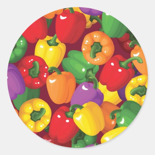 Bell Pepper Patroon Ronde Sticker (Voorkant)