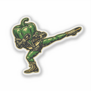 Bell Pepper Savate — Vintage Retro Franse Vechters Sticker