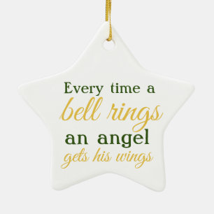 Bell Rings, An Angel krijgt zijn goudveren. Keramisch Ornament