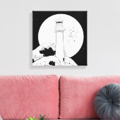 Bell Rock vuurtoren zwart-wit Canvas Afdruk (Insitu (Woonkamer))