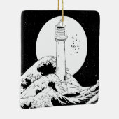 Bell Rock vuurtoren zwart-wit Keramisch Ornament (Rechts)