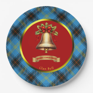 Bell Tartan gepersonaliseerde kerst Papieren Bordje