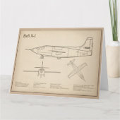 Bell X-1 - Vliegtuigblauwdruk Plannen SD Bedankkaart (Voorkant)