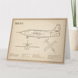 Bell X-1 - Vliegtuigblauwdruk Plannen SD Bedankkaart