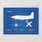 Bell X-1 - Vliegtuigblauwdrukplannen ABD Briefkaart (Voorkant)