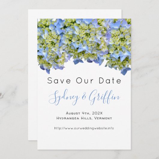 Bella Blue Hydrangea bespaart onze Date Flat Cards (Voorkant / Achterkant)