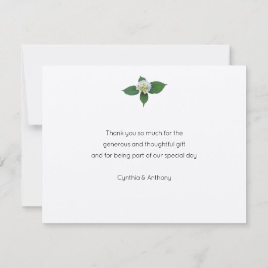 Bella Blue Hydrangea Floral Flat Hartelijk dank (Achterkant)