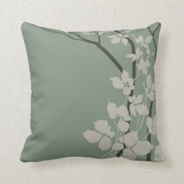 Bella Cherry Blossom | olijfgrijze nevel Kussen