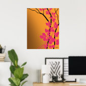Bella Cherry Blossom | oranje tangerine fuchsia Poster (Thuiskantoor)