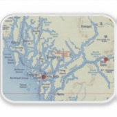 Bella Coola BC  kaart Sticker (Voorkant)