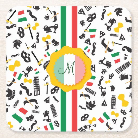 Bella Italia Vierkante Kartonnen Onderzetter (Voorkant)