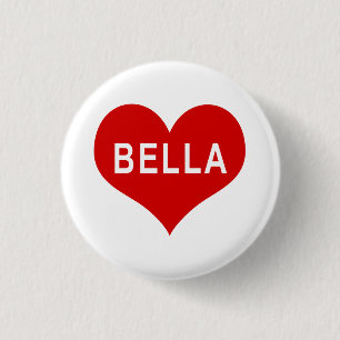 BELLA NAME Rode Liefdes Hart Knop Ronde Button 3,2 Cm