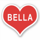 BELLA NOM Red Love Heart Vinyl Sticker (Devant)