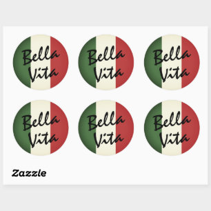 Bella Vita Italiaans Vlag Ronde Label Stickers