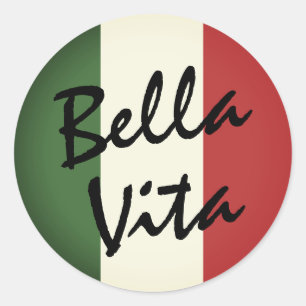 Bella Vita Italiaans Vlag Ronde Label Stickers