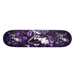 "Belladonna" Gothic Paars Skull Fairy Skateboard