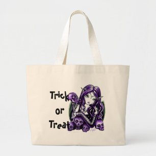 Belladonna Paarse Fae Halloween Trick or treat Bag Grote Tote Bag