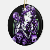 "Belladonna" Paarse schedel Keramisch Ornament (Links)