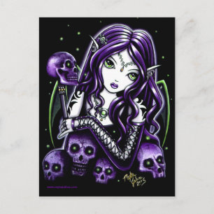 Belladonna Paarse Skulls Faerie Briefkaart