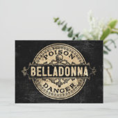 Belladonna Vintage Style Poison Invitation Étiquet (Debout devant)