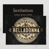 Belladonna Vintage Style Poison Invitation Étiquet (Devant / Derrière)
