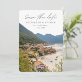 Bellagio Italië Bruiloft Save the Date Kaart (Staand voorkant)