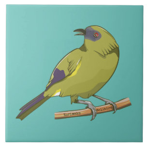 Bellbird Korimako NZ vogel Tegeltje