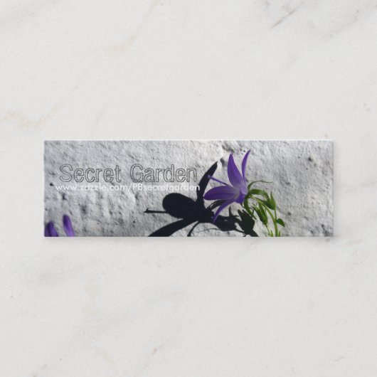 Bellbloemen op de wand van tuinbouwkundig Visiteka Mini Visitekaartje (Voorkant)