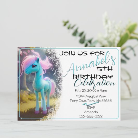 Belle 3D Spirit Pony 21 Invitation Anniversaire (Debout devant)