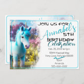 Belle 3D Spirit Unicorn Pony 23 Invitation Anniver (Devant / Derrière)