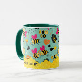 Belle abeilles nid d'abeille Coffee Mug (Devant gauche)