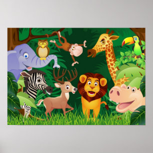 Belle affiche animée d'animaux safari