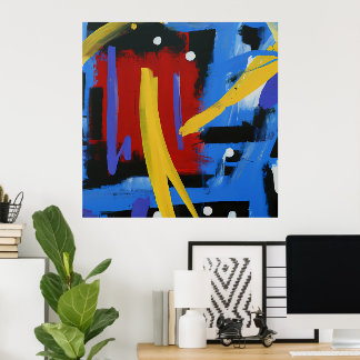 Belle affiche colorée Abstraite d'art de l'IA