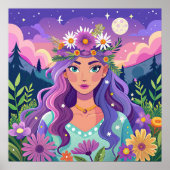 Belle affiche d'art floral coloré (Devant)