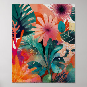 Belle affiche d'art floral tonique